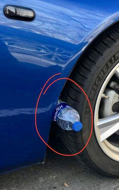 What does plastic bottle on tire mean?